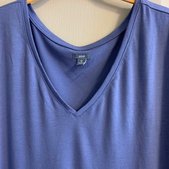 Aerie Women's Comfort Clothing Size S Long Sleeve V-neck Blue Top Size S - Picture 3 of 5
